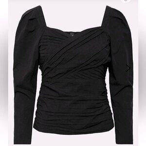 Yasdanube Smocked Wrap Crop Top Black Medium NWT